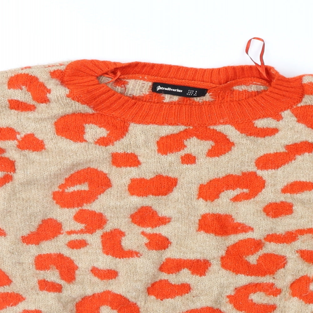 Stradivarius Womens Brown Animal Print  Pullover Jumper Size S