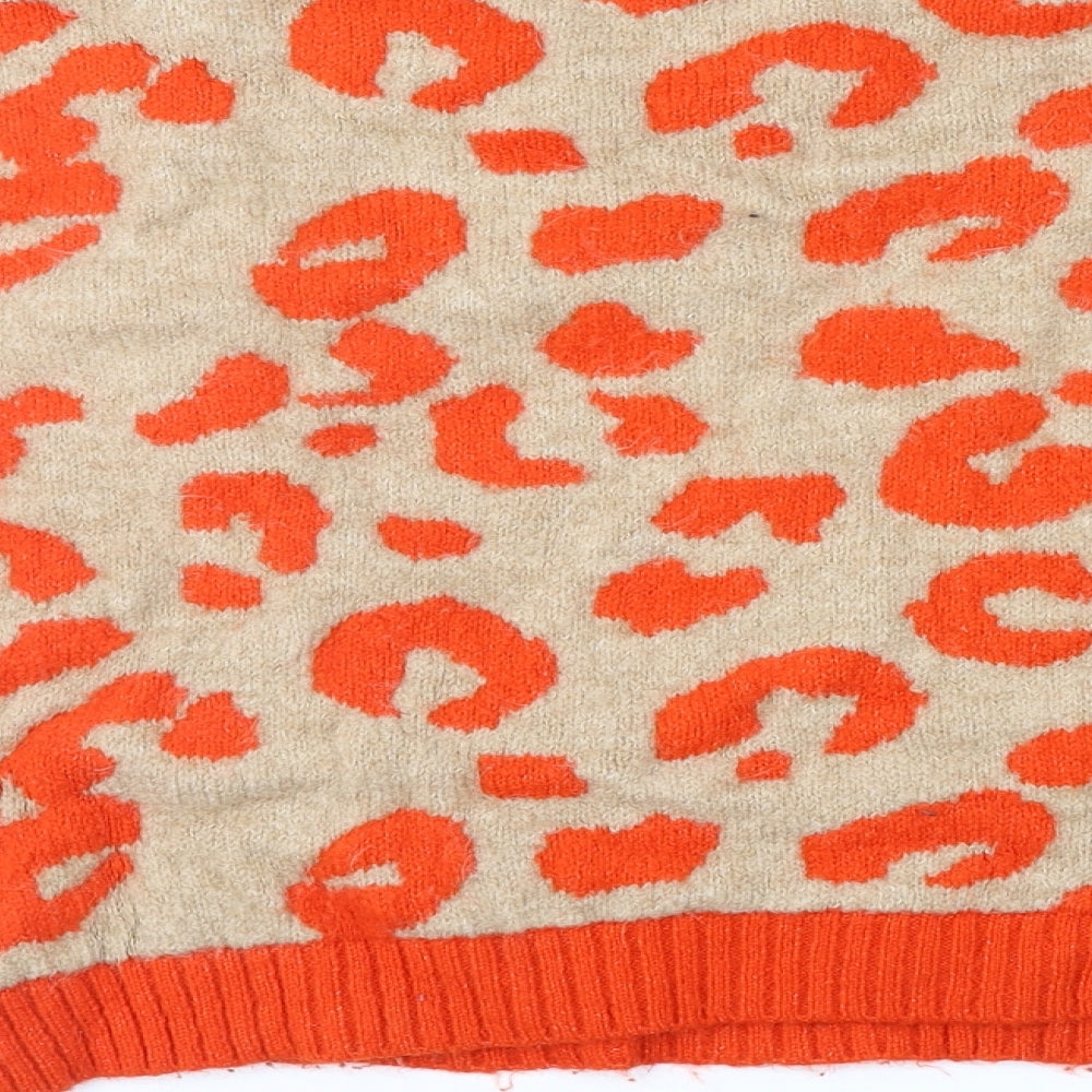 Stradivarius Womens Brown Animal Print  Pullover Jumper Size S