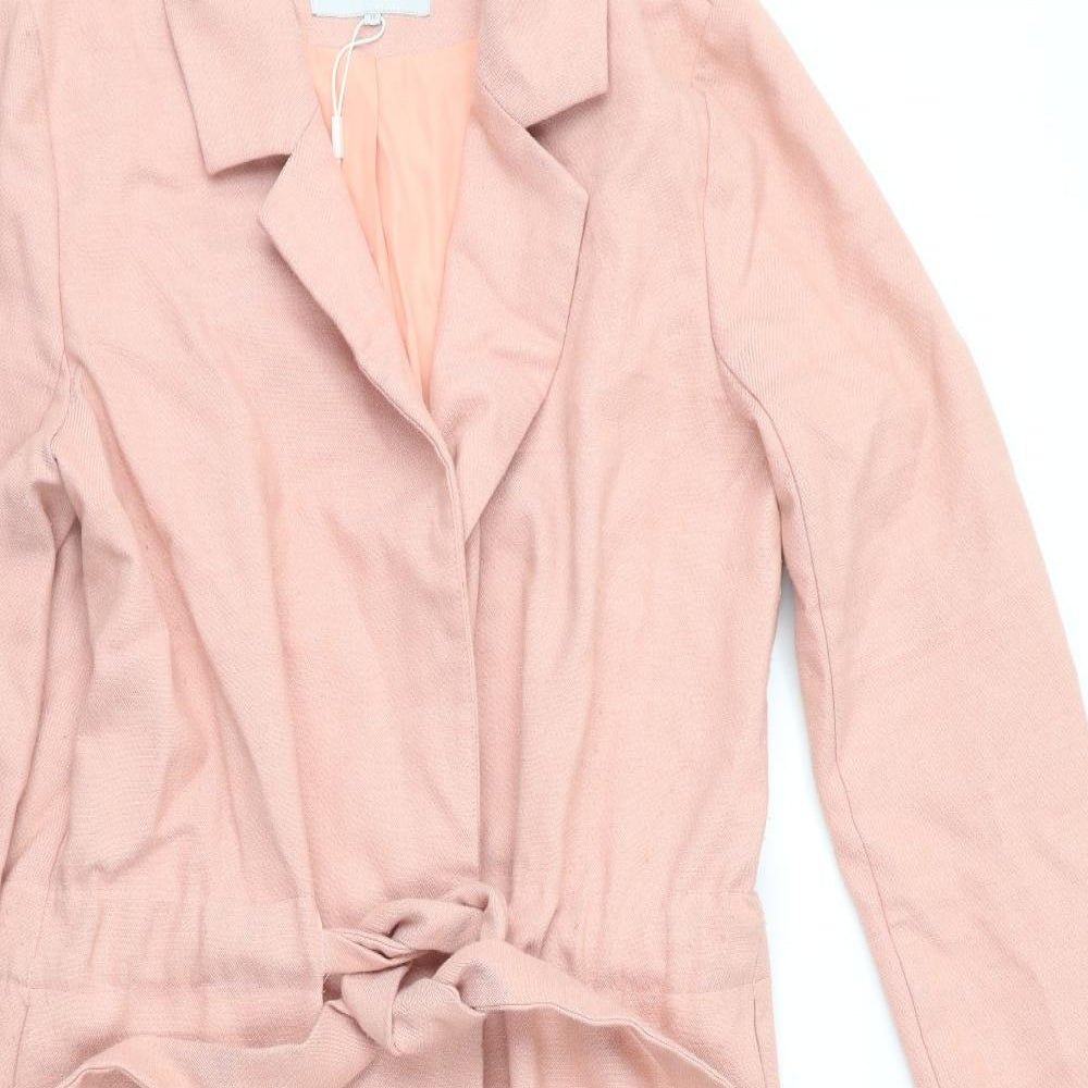 ICHI Womens Pink   Overcoat Coat Size 10