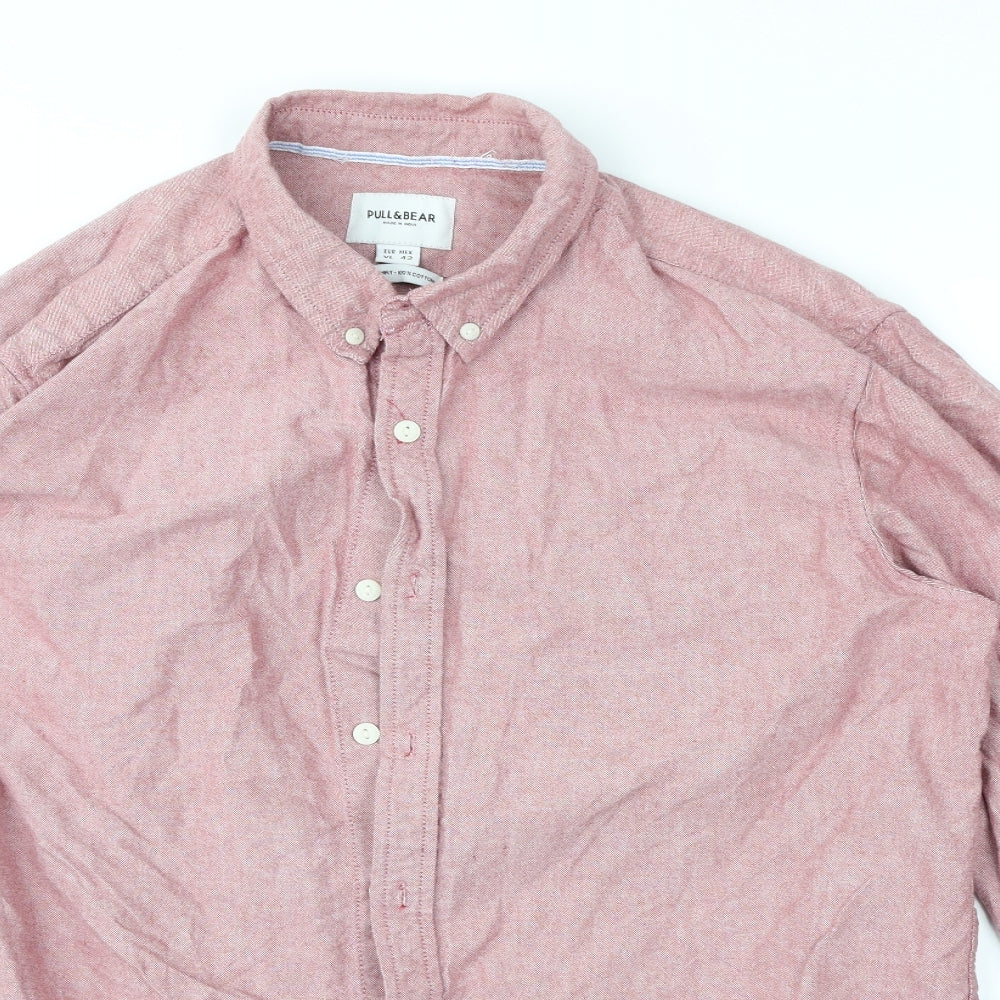 Pull&Bear Mens Red    Button-Up Size XL