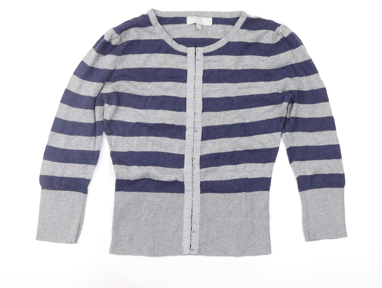 Red Herring Womens Grey Striped  Cardigan Jumper Size 8