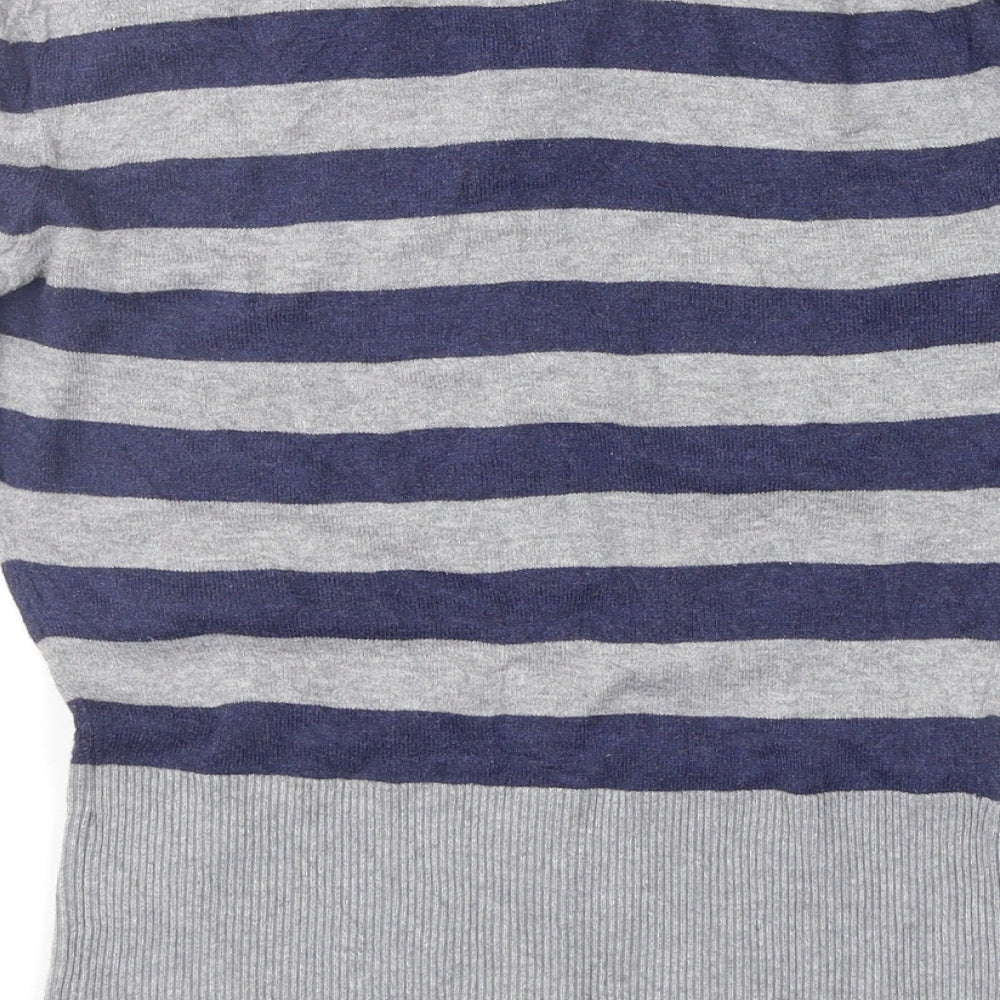 Red Herring Womens Grey Striped  Cardigan Jumper Size 8