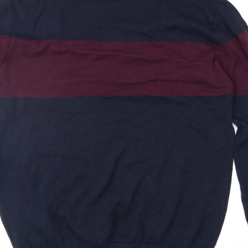 Brave Soul Mens Blue Geometric  Pullover Jumper Size M