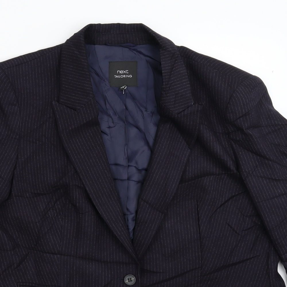 NEXT Womens Blue Striped  Jacket Suit Jacket Size 20