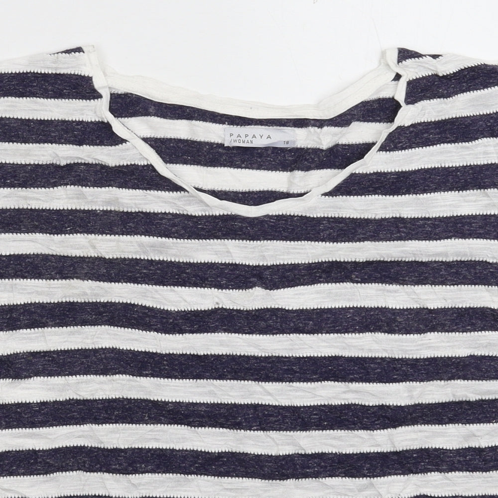 Papaya Womens Multicoloured Striped  Basic T-Shirt Size 18