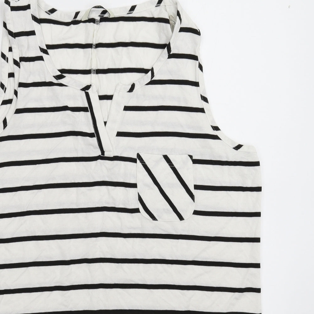 George Womens White Striped  Basic Tank Size 14