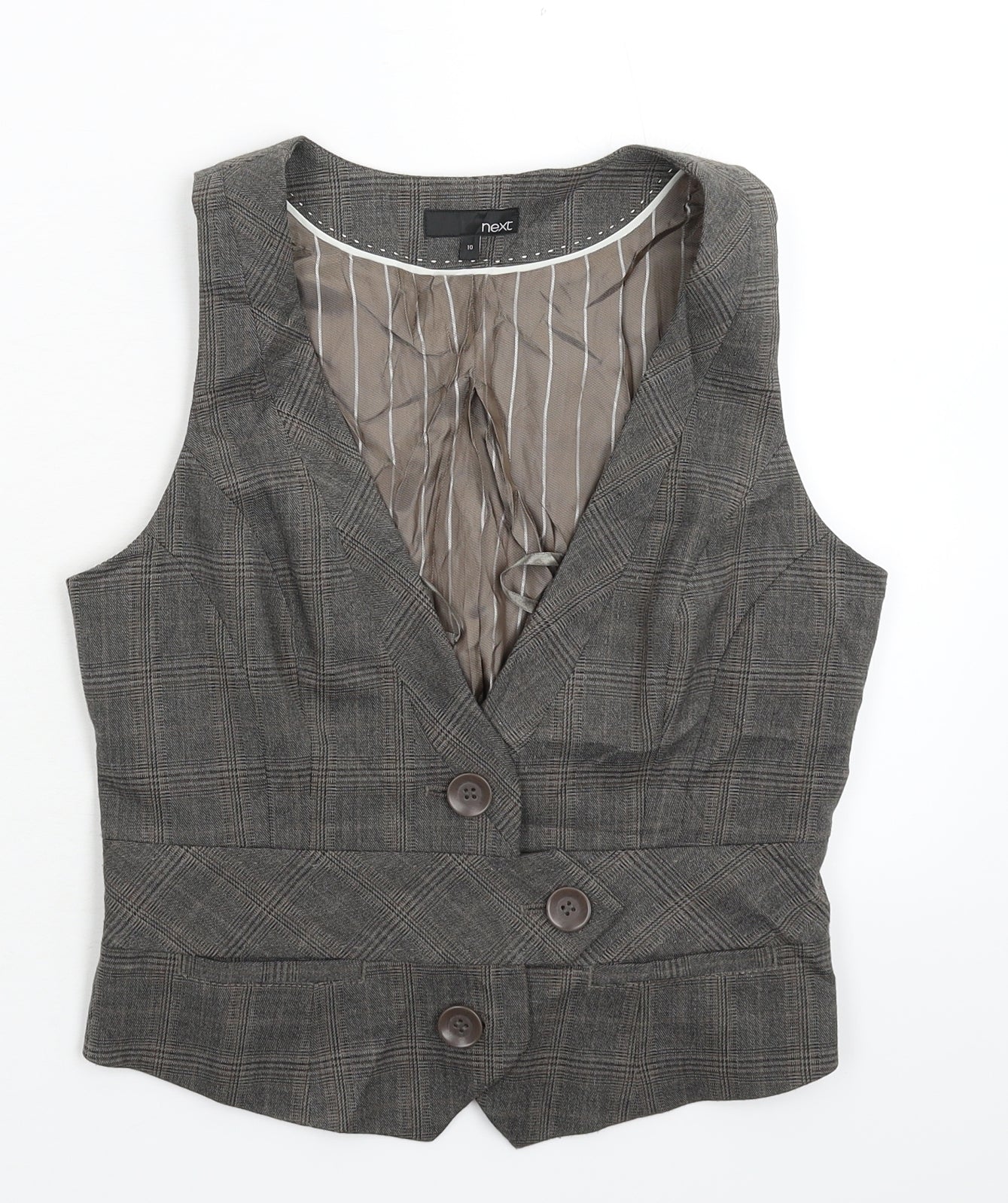 NEXT Womens Grey Check  Jacket Suit Waistcoat Size 10