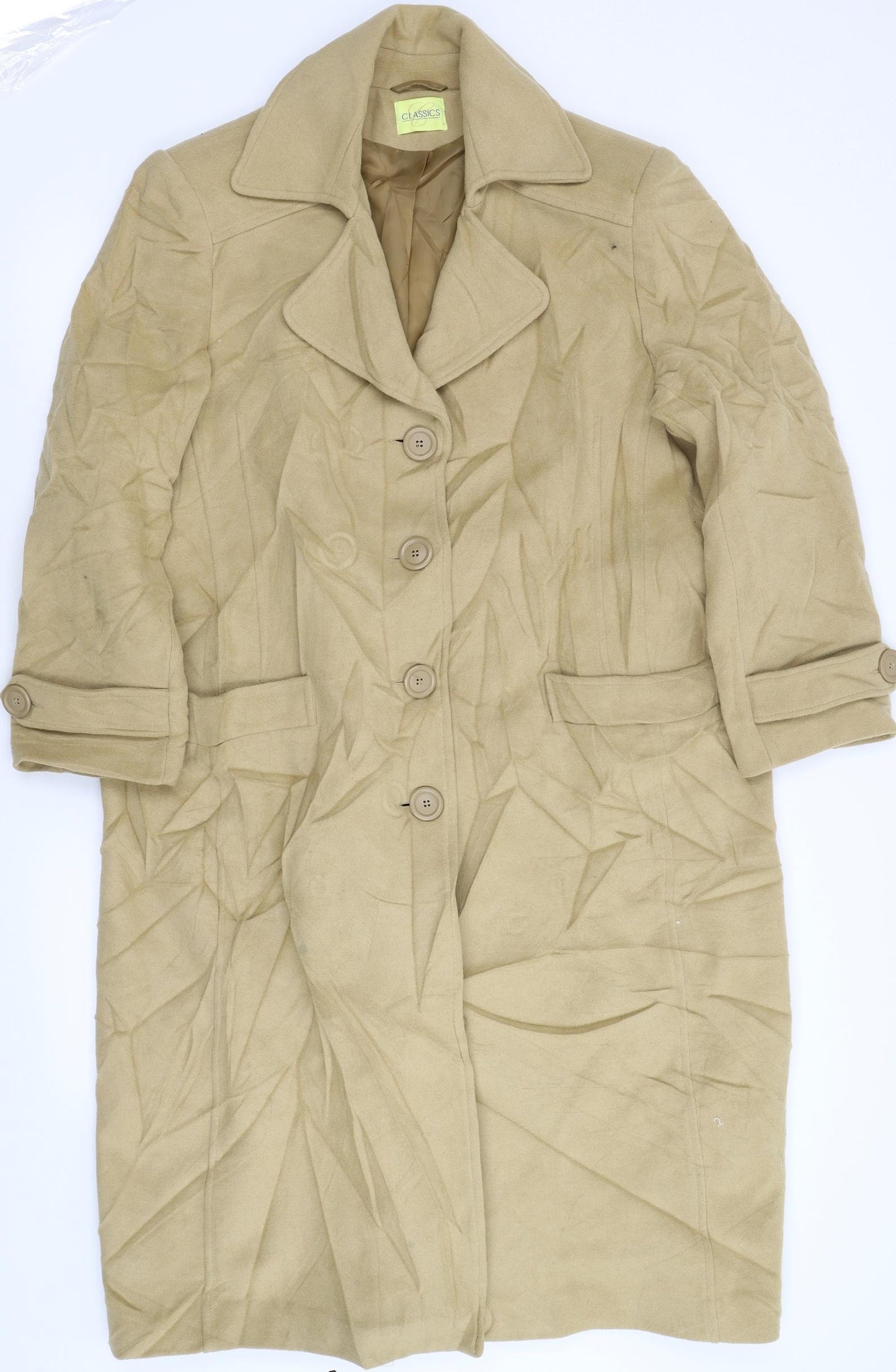 Classics Womens Beige   Overcoat Coat Size 22