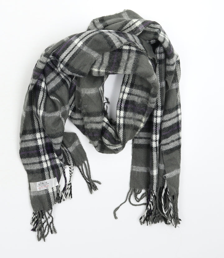 Preworn Unisex Grey Check Knit Scarf