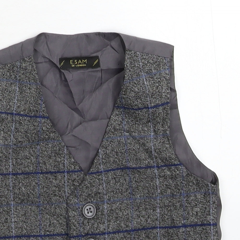 E Sam Boys Grey Check  Jacket Waistcoat Size 18-24 Months