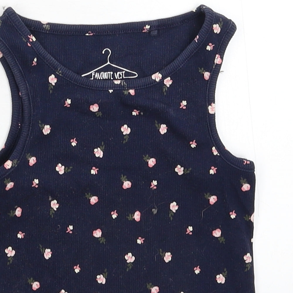 NEXT Girls Blue Floral  Basic Tank Size 4 Years