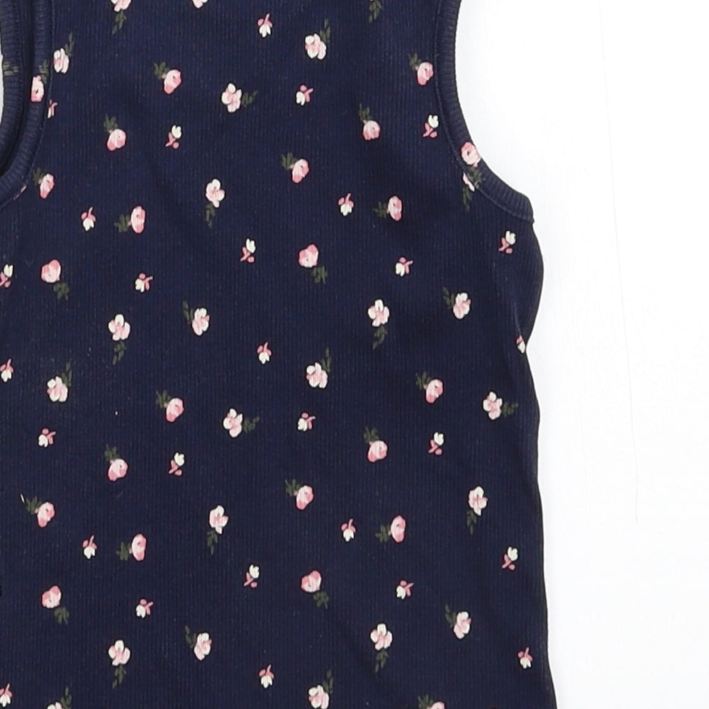 NEXT Girls Blue Floral  Basic Tank Size 4 Years