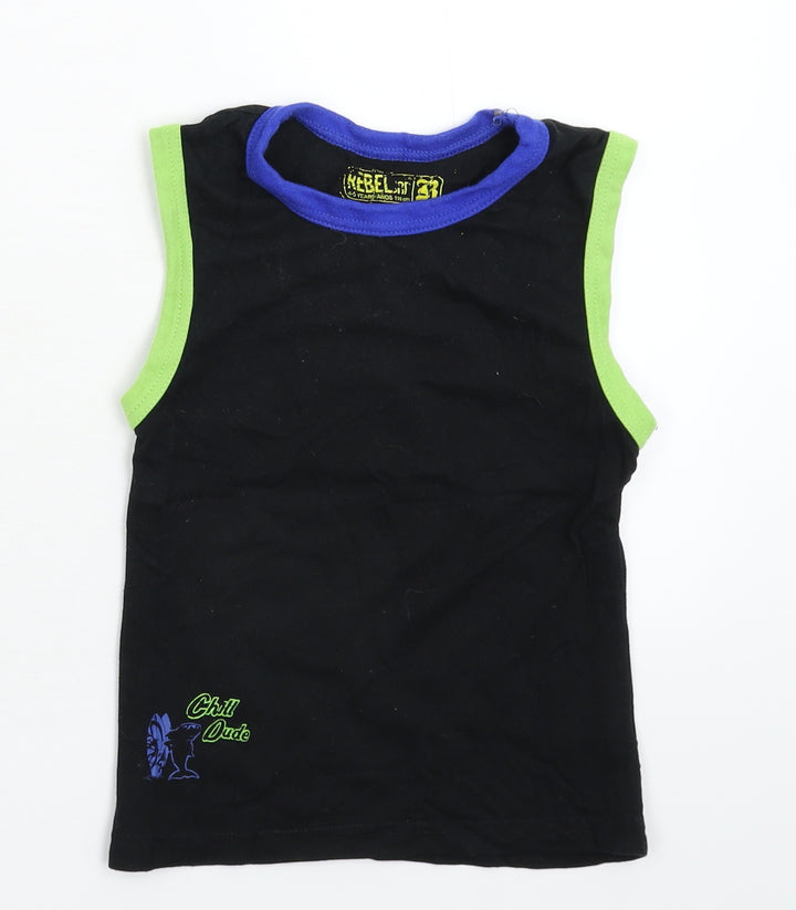 Rebel Boys Black Basic Tank Size 4-5 Years