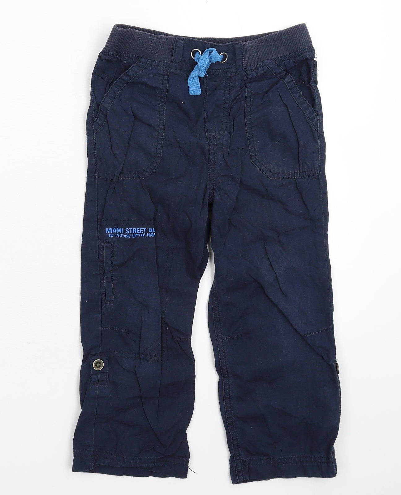 F&F Boys Blue   Cargo Trousers Size 4-5 Years