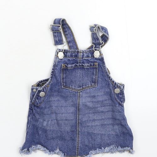 Primark Girls Blue  Denim Pinafore/Dungaree Dress  Size 6-9 Months