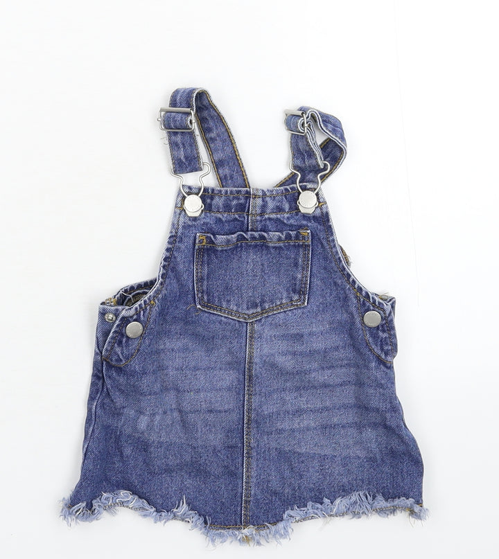 Primark Girls Blue  Denim Pinafore/Dungaree Dress  Size 6-9 Months