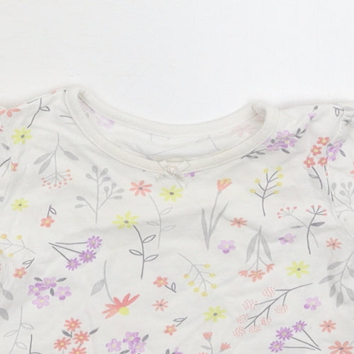 George Girls White Floral  Basic T-Shirt Size 3-6 Months