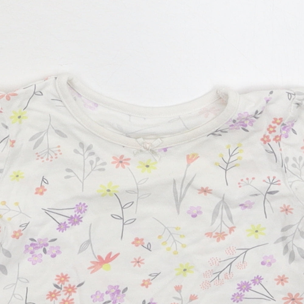George Girls White Floral  Basic T-Shirt Size 3-6 Months