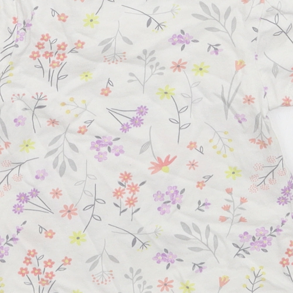 George Girls White Floral  Basic T-Shirt Size 3-6 Months