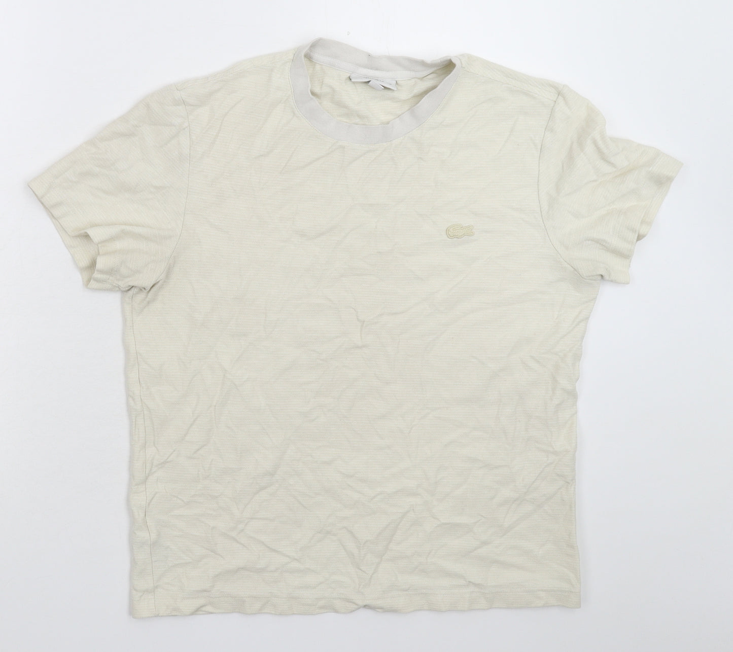 Lacoste Womens White Striped  Basic T-Shirt Size L