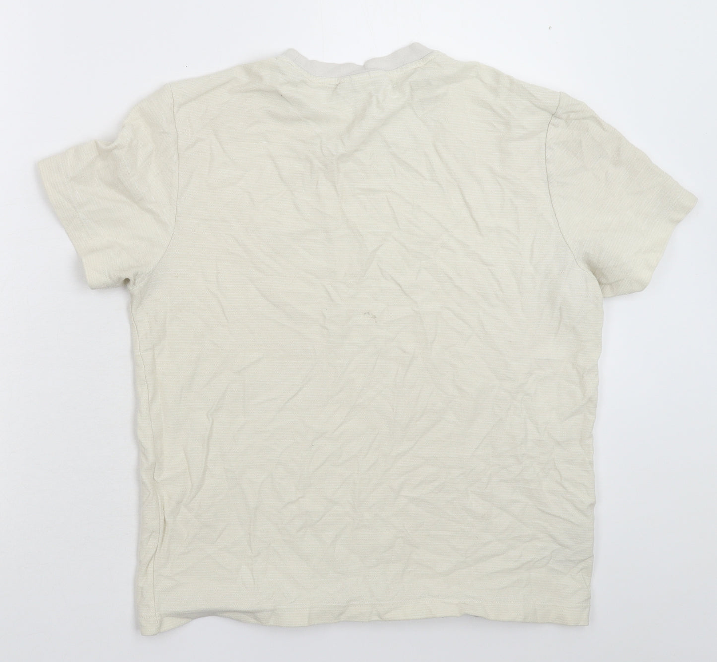 Lacoste Womens White Striped  Basic T-Shirt Size L