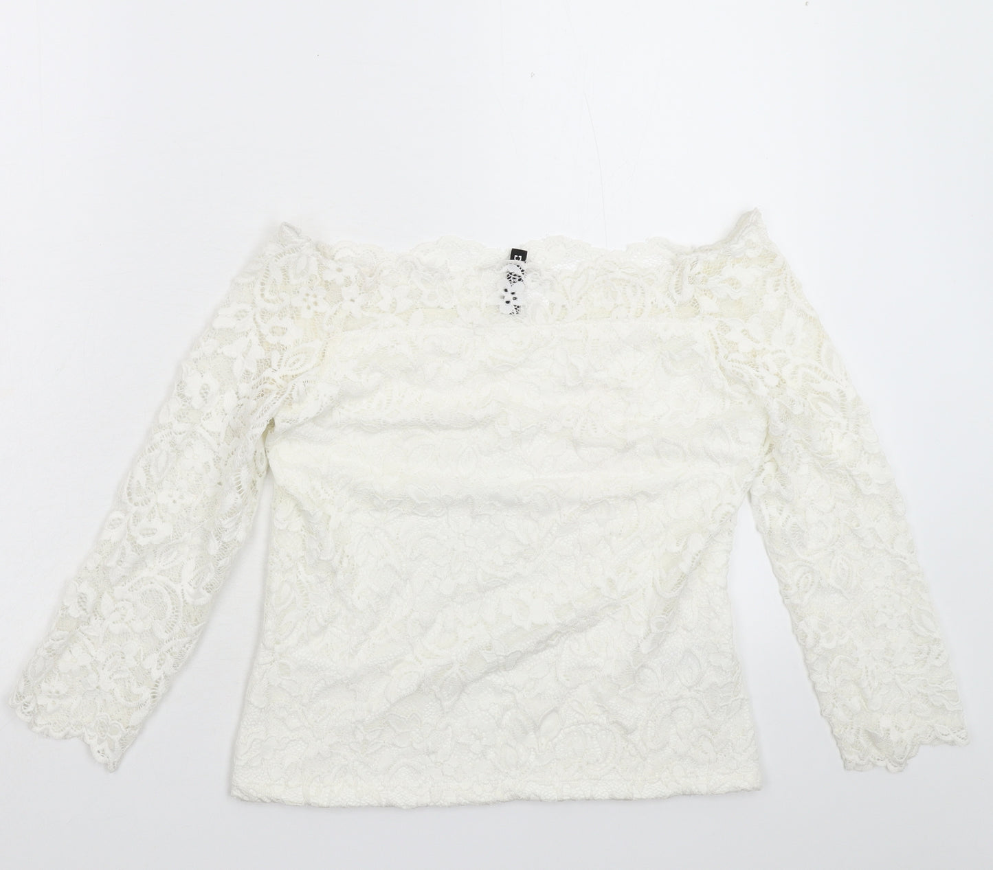 Divided Womens White Floral Lace Basic Blouse Size M