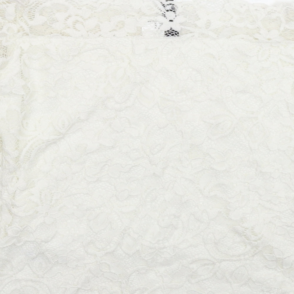 Divided Womens White Floral Lace Basic Blouse Size M