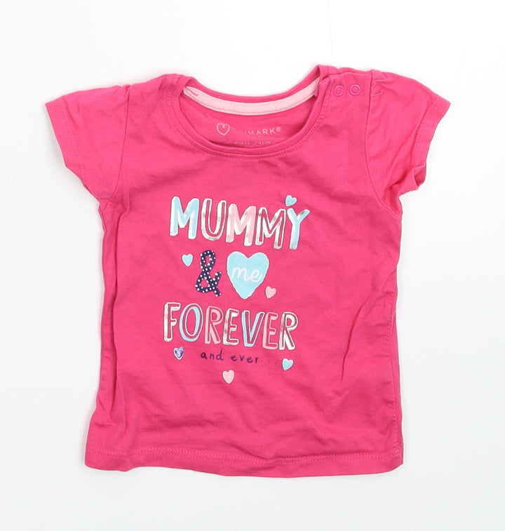 Primark Girls Pink   Basic T-Shirt Size 6-9 Months