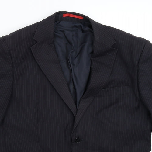 Burton Mens Blue Striped  Jacket Suit Jacket Size 40