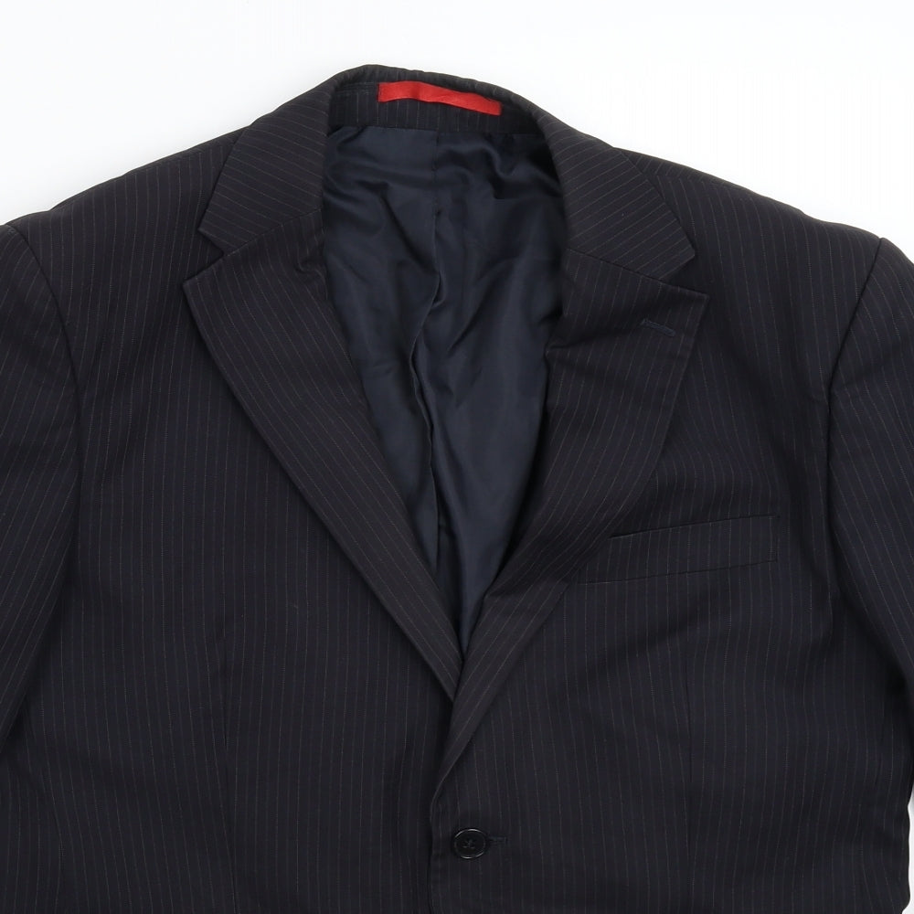 Burton Mens Blue Striped  Jacket Suit Jacket Size 40