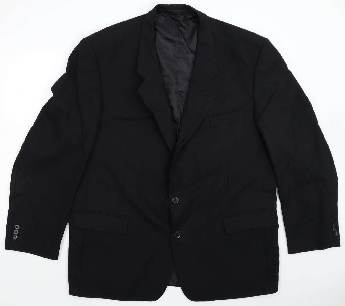 Preworn Mens Black Striped  Jacket Suit Jacket Size 48