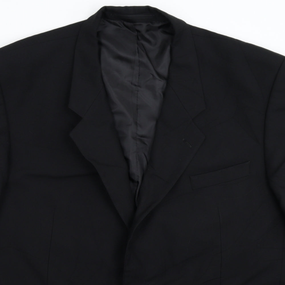 Preworn Mens Black Striped  Jacket Suit Jacket Size 48