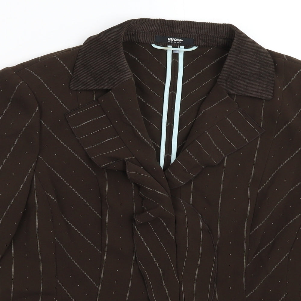Hucke Womens Grey Striped  Jacket Blazer Size 12