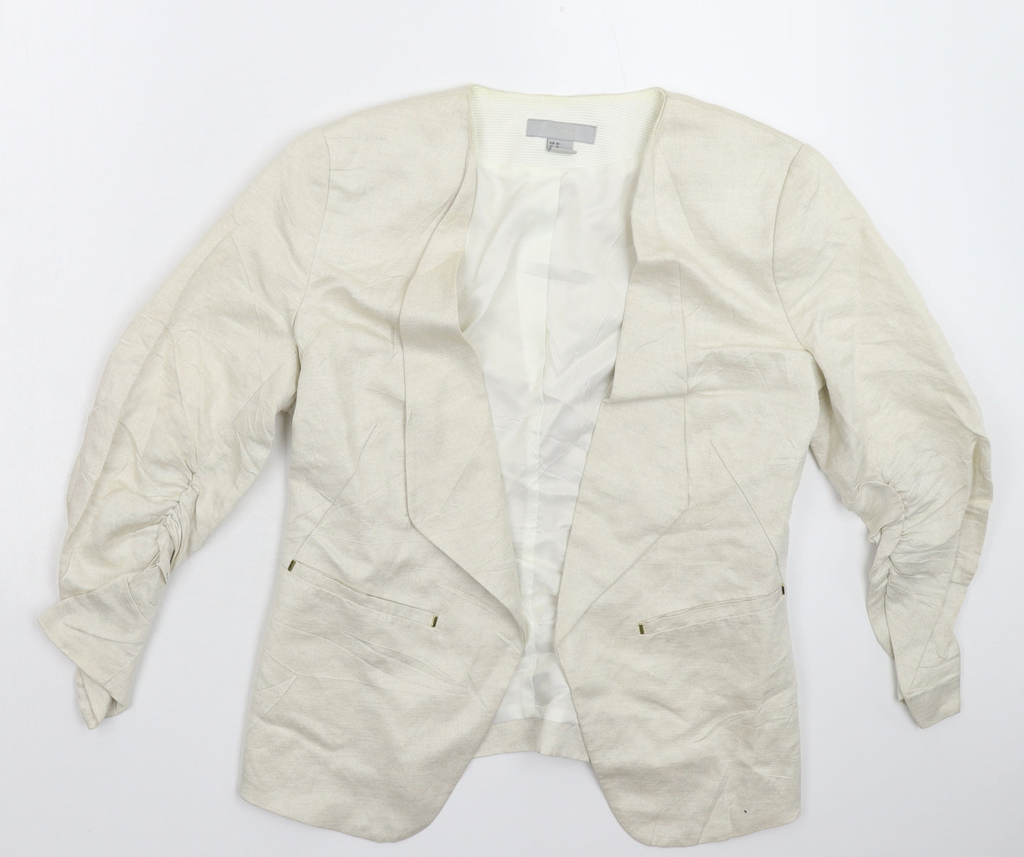 H&M Womens Beige   Jacket Blazer Size 14