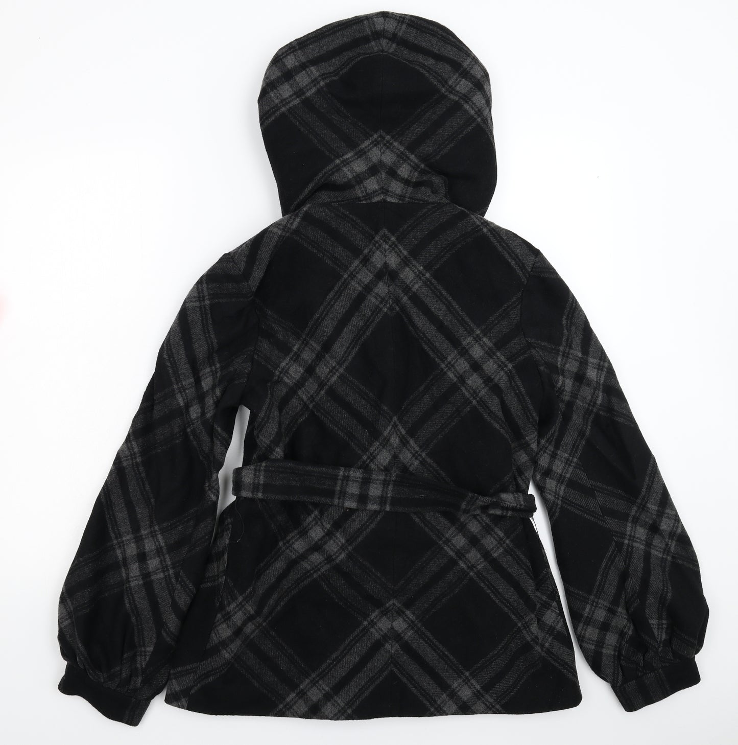 Kookai Womens Black Check  Pea Coat Coat Size 10