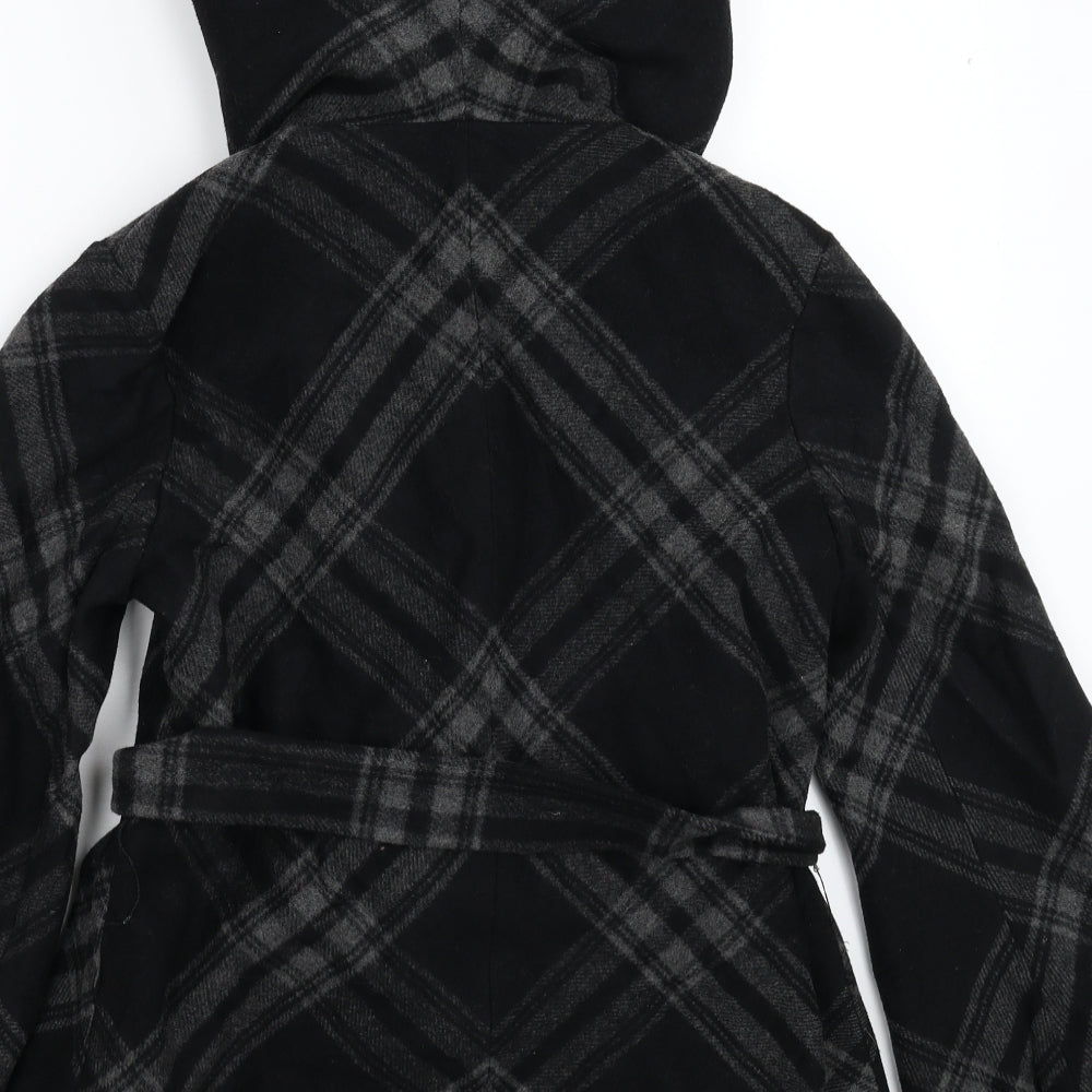Kookai Womens Black Check  Pea Coat Coat Size 10