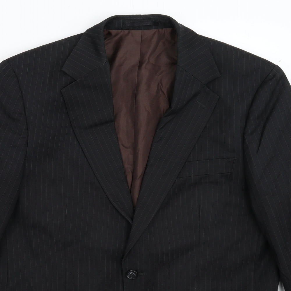 Preworn Mens Black Striped  Jacket Suit Jacket Size 40