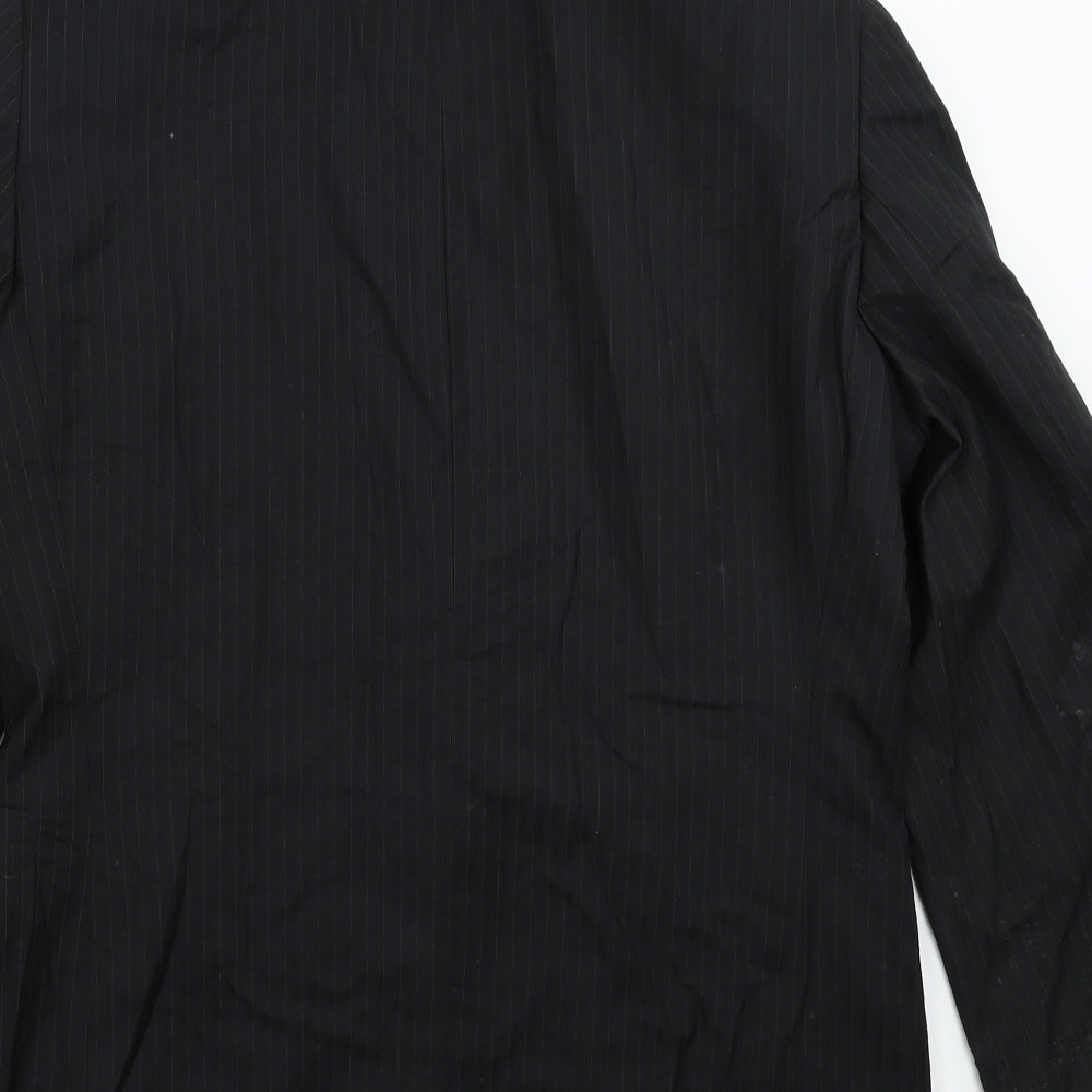 Preworn Mens Black Striped  Jacket Suit Jacket Size 40