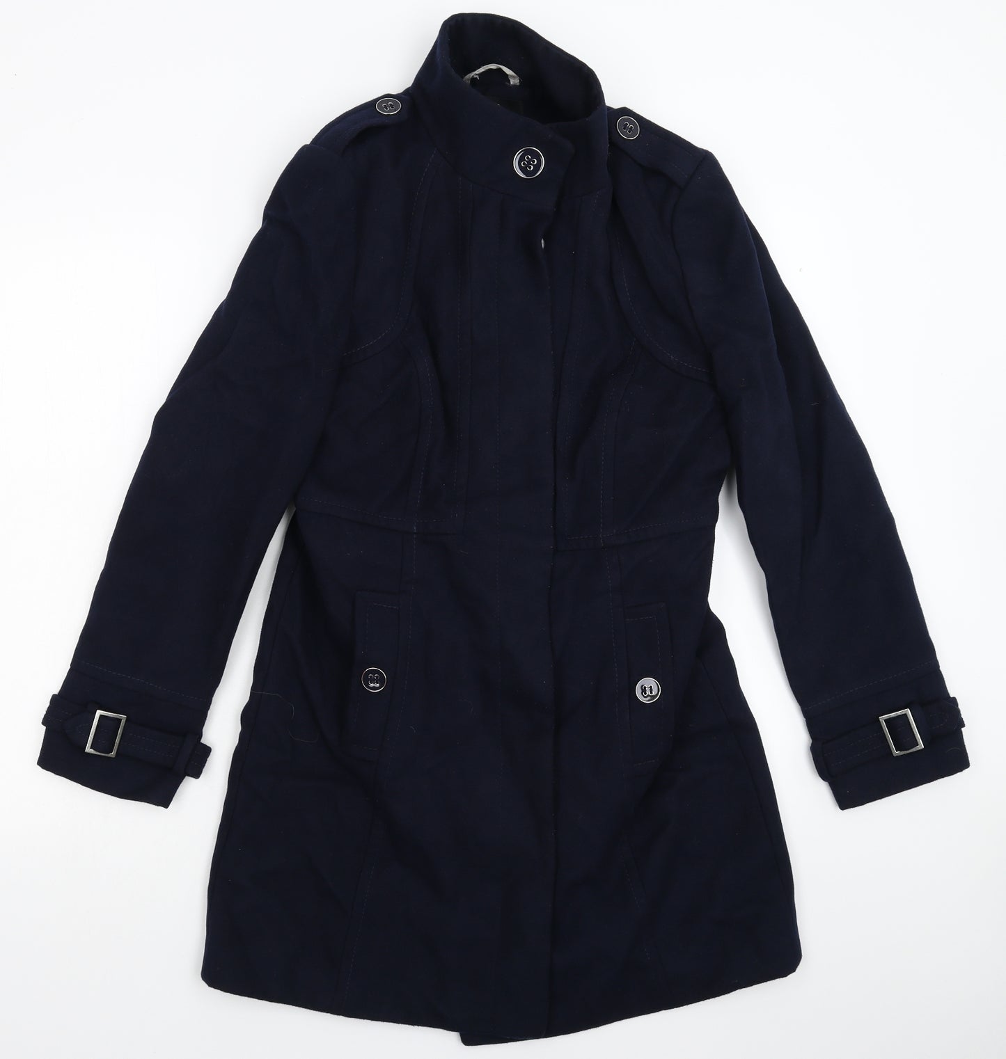 Wallis Womens Blue   Pea Coat Coat Size 12