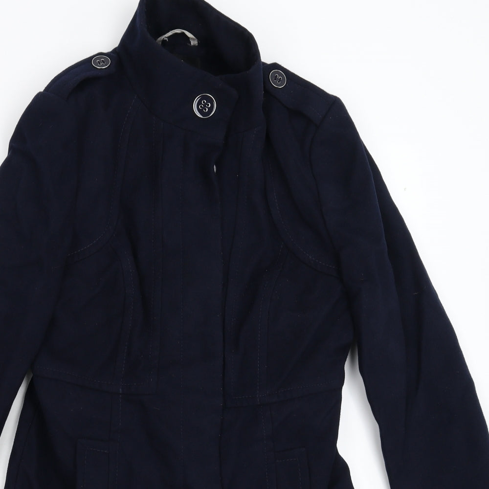 Wallis Womens Blue   Pea Coat Coat Size 12