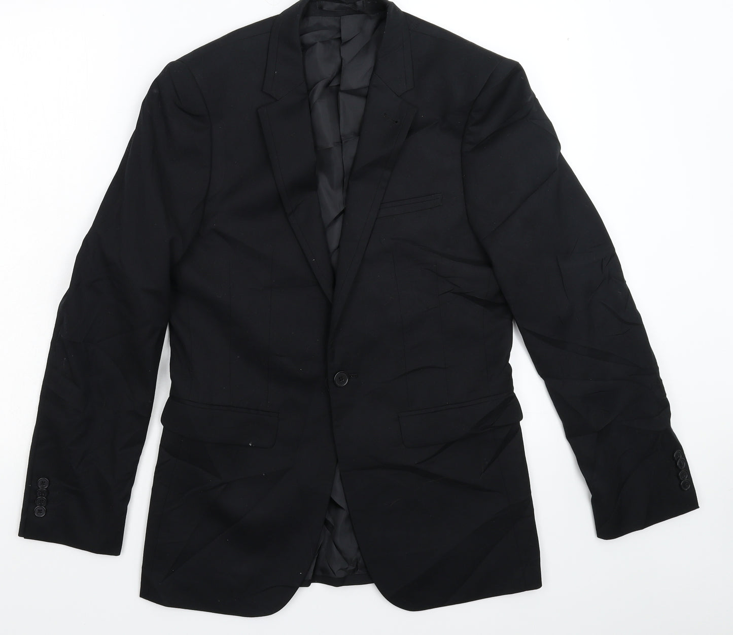 Onesixfive Mens Black   Jacket Suit Jacket Size 34