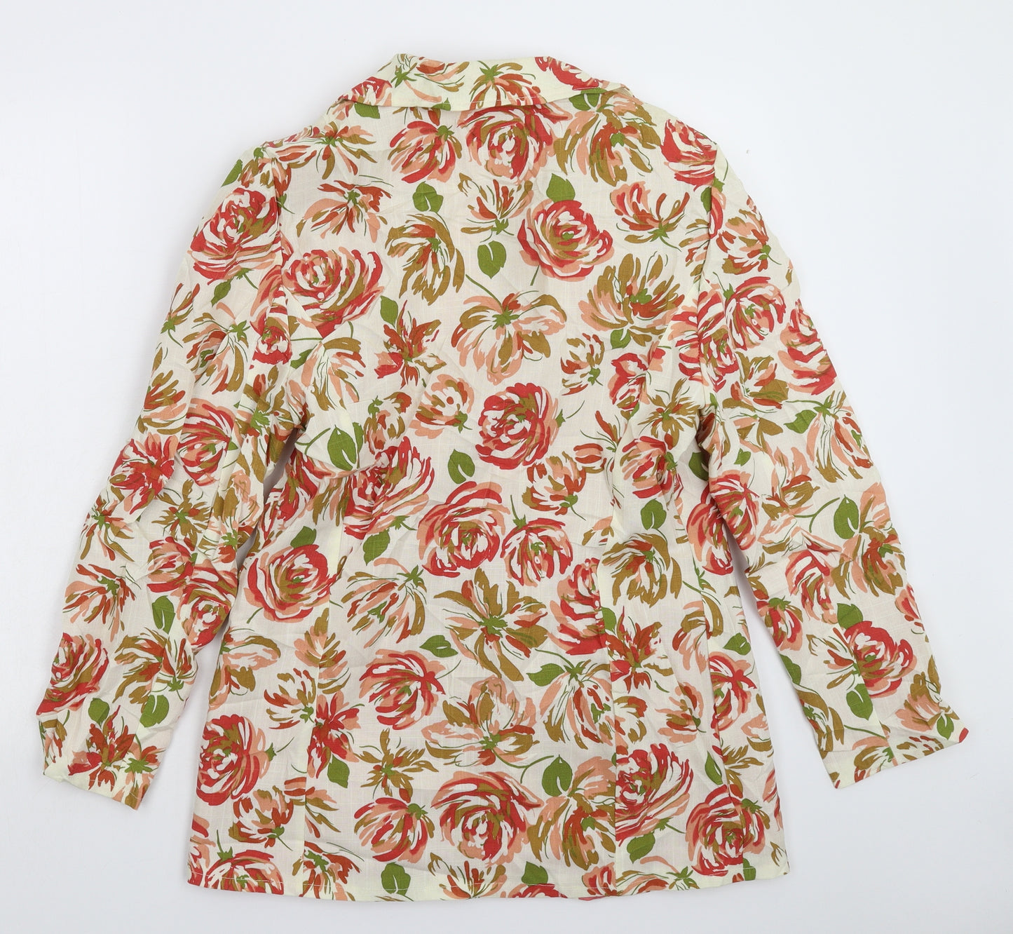 Preworn Womens White Floral  Jacket Blazer Size 16