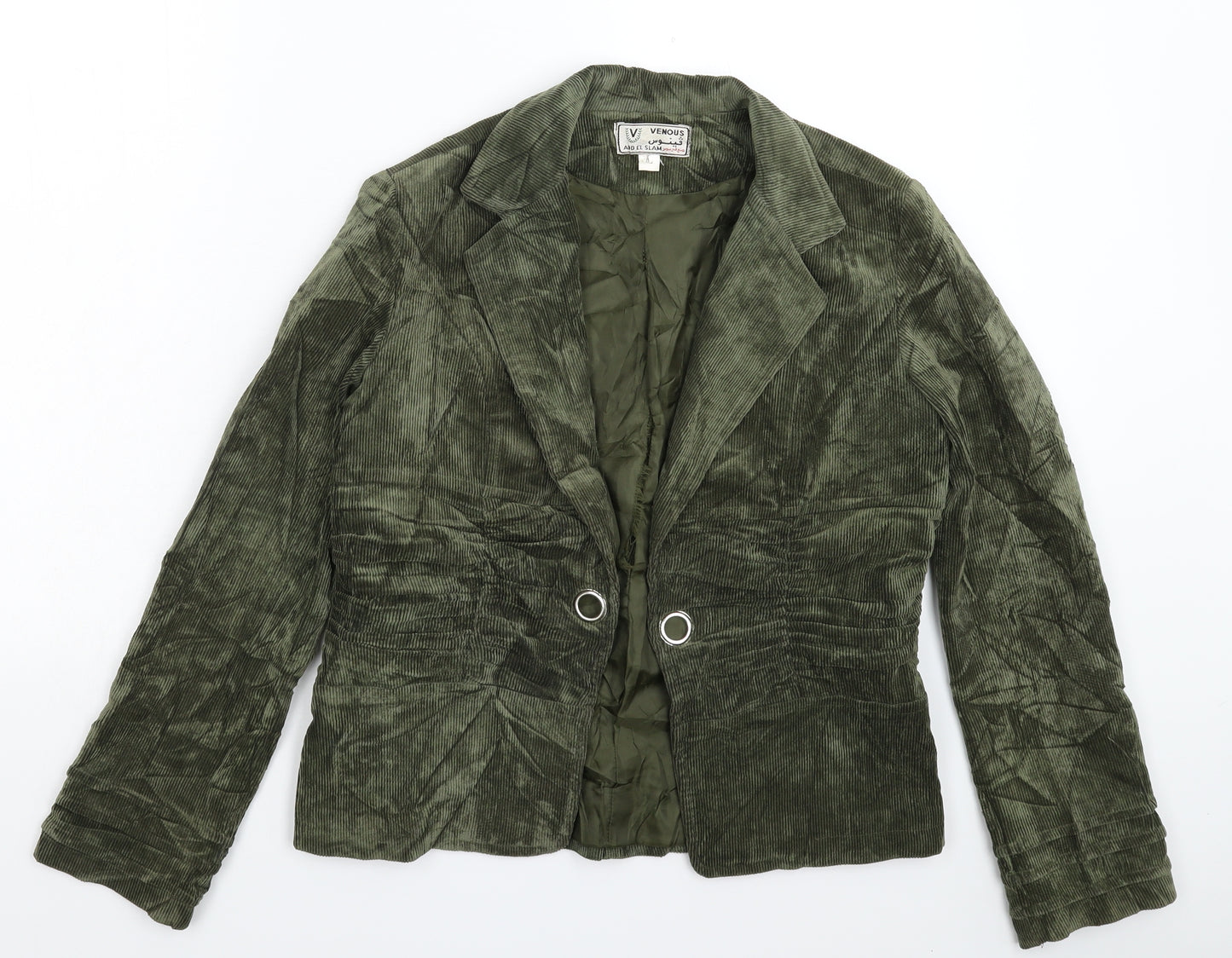 Venous Womens Green  Corduroy Jacket Blazer Size L