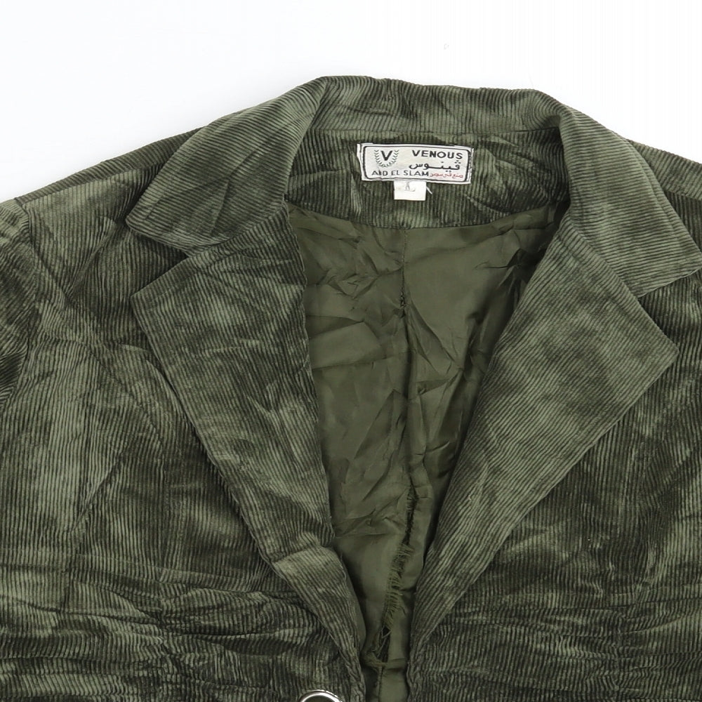 Venous Womens Green  Corduroy Jacket Blazer Size L