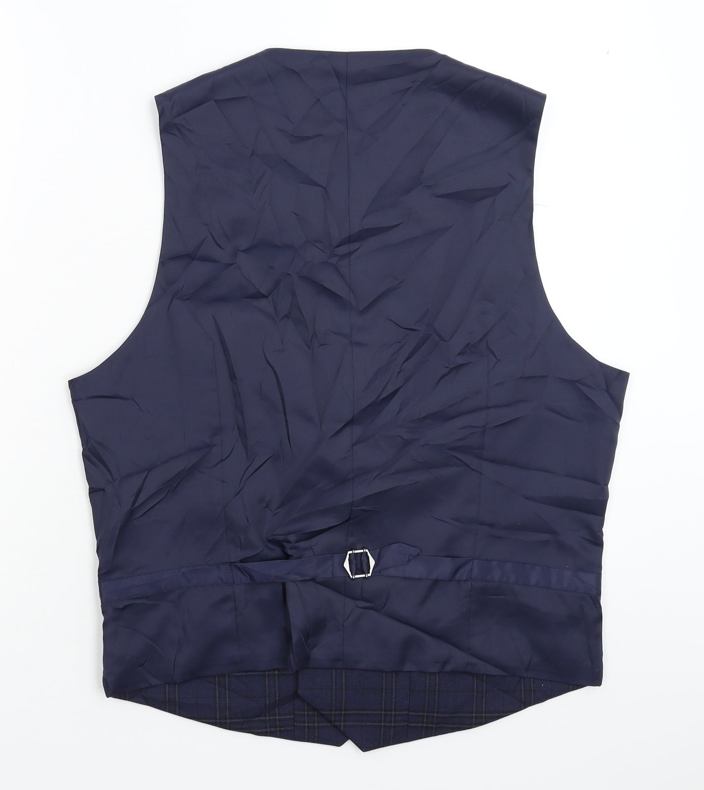 Marks and Spencer Mens Blue Check  Jacket Suit Waistcoat Size M