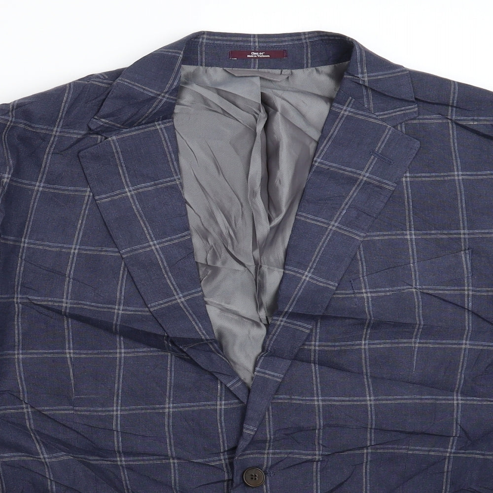 Marks and Spencer Mens Blue Check  Jacket Suit Jacket Size 44
