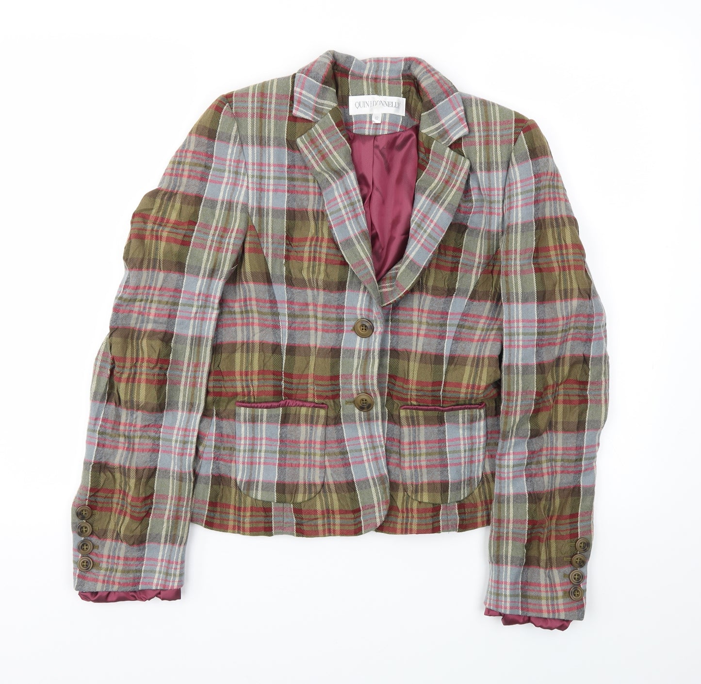 Quin and Donnelly Womens Multicoloured Check  Jacket Blazer Size 10