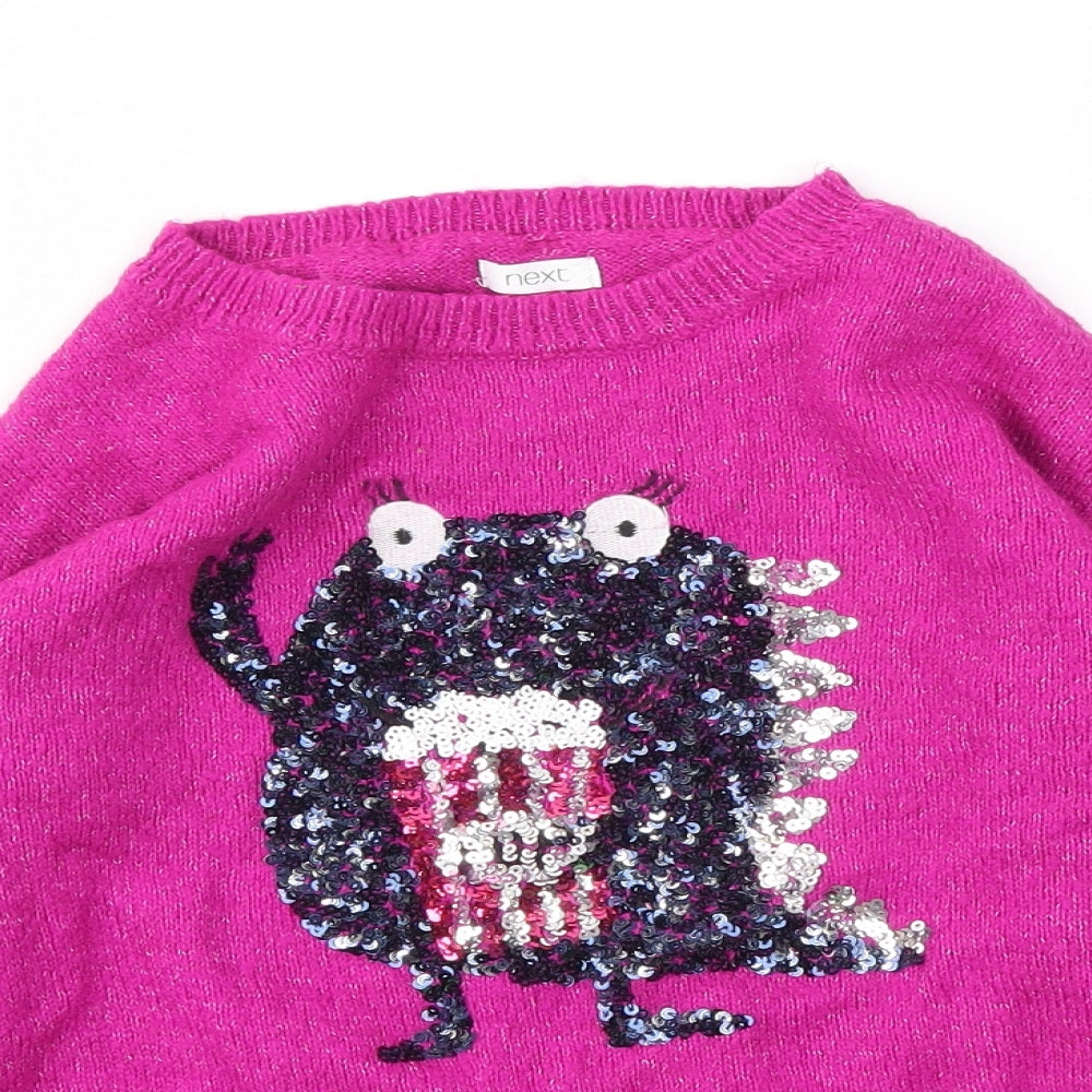 NEXT Girls Pink Animal Print  Pullover Jumper Size 9 Years