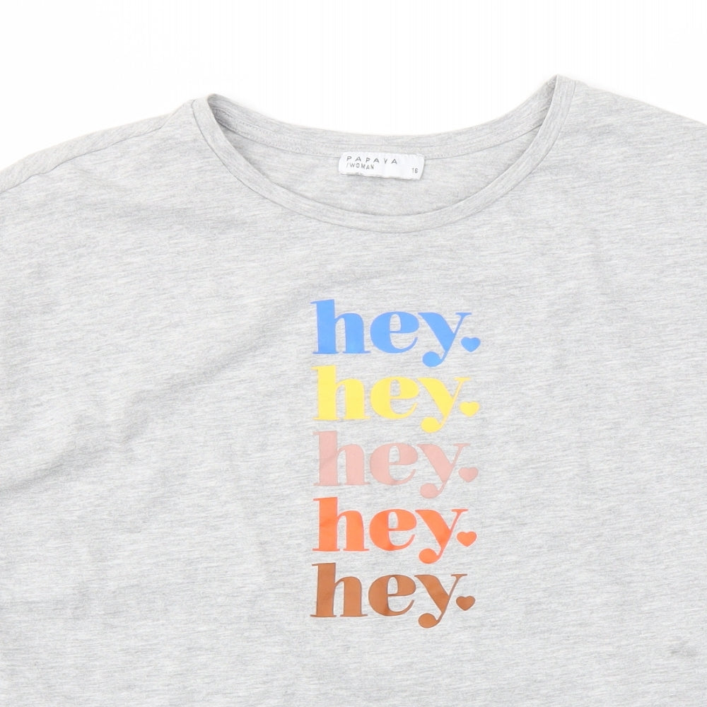 Papaya Womens Grey   Basic T-Shirt Size 16