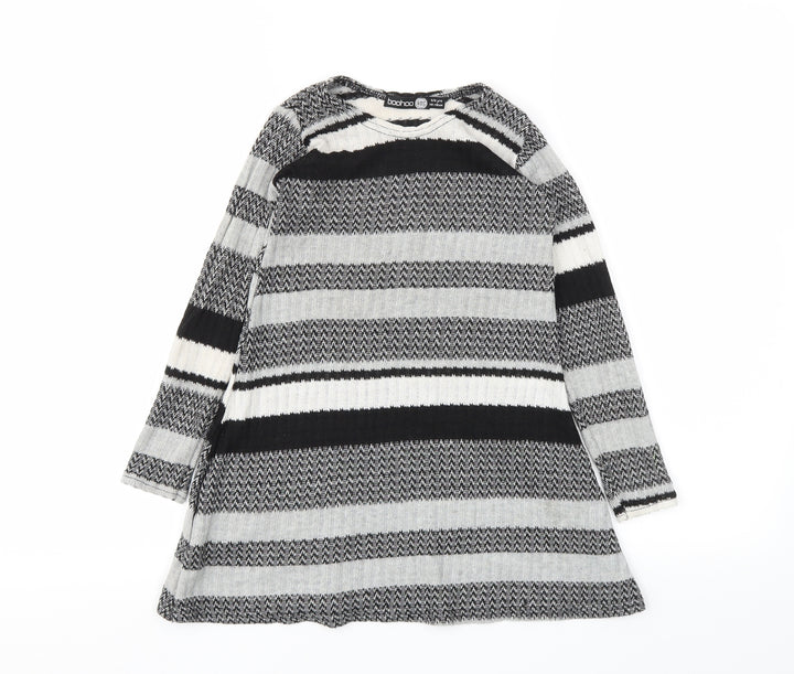Boohoo Girls Black Striped  Fit & Flare  Size 5-6 Years
